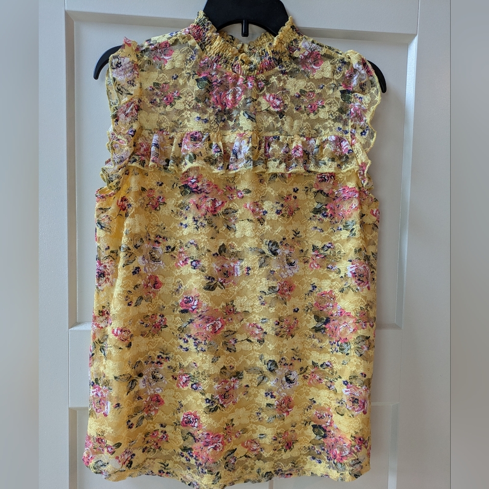 Yellow Lace Floral Top